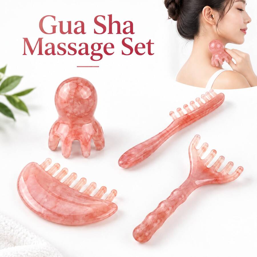 Amber 4pcs Scalp & Body Massage Tool Set - Multicolor - View 1