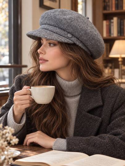 Women's Vintage Beret, Retro Paris Style Hat, Elegant Autumn/Winter Hat, Fashion Newsboy Cap, Daily Outfit Accessory