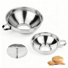 Kitchen Canned Food Funnel Set, Steel Wide Mouth Funnel With Detachable Filter Strainer And Handle, 2 Sizes, Suitable For Jars, Jams, Beans, Powders, Oil And Liquid Food Transfer - Multicolor - View 12