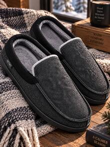GETAC Pantuflas de Hombre para Invierno, Mocasines Calientitos con Forro de Felpa, Pantuflas Caseras Cómodas, Suela Antiderrapante, Zapatos de Casa para Hombre - Negro - Ver 2