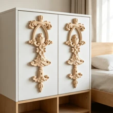 2pcs Solid Wood Carving Stickers, Woodworking Supplies, Home Decorations, Suitable For Cabinets, Doors And Windows, Furniture, Background Walls, Entrances, Offices And Other Decorations, Holiday Decorations, DIY Decorations. - Multicolor - View 12