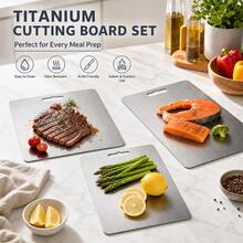 3pcs Pure Titanium Cutting Boards, Double-Sided Use - Cutting Board Set, Kitchen Accessories, Antibacterial Kitchen Cutting Boards, Suitable For Meat, Fruit And Vegetables, Non-Slip And Easy To Clean, 2026 Christmas Gift - View 6