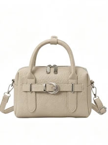 Elegant Commuter Handheld Boston Small Bag, Soft Leather Litchi Texture, One Shoulder & Crossbody Dual-Use Fashion Bag - Multicolor - View 14