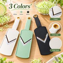 1pc Cabbage Slicer & Vegetable Shredder, V-Blade Mandoline Cutter For Thin Cabbage, Purple Cabbage, Carrot And Cucumber, Handheld Salad Prep Tool With Wide Ribbed Panel, Easy-Grip Handle For Kitchen Food Preparation, Coleslaw And Fresh Salad Making - Multicolor - View 8