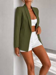 Women Lightweight Blazers - Army Green - View 5