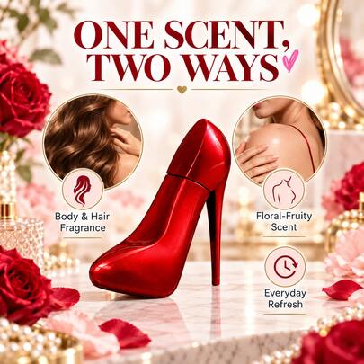Top Girl Red High Heel Shaped Body & Hair Fragrance Mist 30ml, Semprotan Wewangian Harian Elegan untuk Wanita, Botol Dekoratif Berbentuk Sepatu, Cocok untuk Penggunaan Sehari-hari dan Hadiah