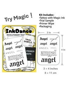 1 Set "Angel" Revolutionary Technology Tattoo Stickers, Semi-Permanent Tattoo, Temporary Tattoo, Letter Realistic Tattoo, Waterproof, Realistic Tattoo Effect, Plant-Based Tattoo Stickers, X178 - Black - View 3