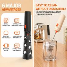 Mini Electric Milk Frother, Foldable Egg Beater, Coffee Stirrer, Hands-Free Mixing, Equipped With Two Interchangeable Whisk Heads, Suitable For Coffee Lovers And Baking Enthusiasts - Default - View 12