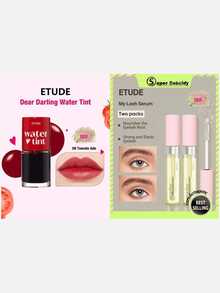 ETUDE Dear Darling Water Tint 08 Tomato Juice + My Lash Serum 9g Dual Pack, 2pcs Set - 08  Tomato Ade & Two packs - View 1