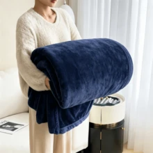 500GSM Double-Sided Reversible Ultra Soft Fleece Blanket, Microfiber Plush Warm Lightweight Breathable Comfortable Anti-Static Blanket, All Season, Unisex Gift - Navy Blue - View 1