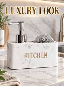 6.31 Inch Resin Kitchen Soap Dispenser Bottle, Dish Soap Refill Bottle, Bathroom Sink Soap Dispenser, Press-Type Soap Dispenser Box, Press-Type Detergent Box, Brush Cleaning Dispenser Box, Brush Storage Box, Divided Storage Box, Kitchen Essentials, Bathroom Decor - A - View 14