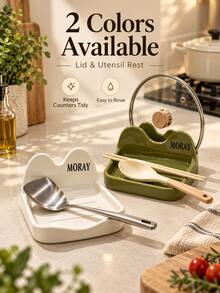 Pot Lid & Kitchen Utensil Holder, Kitchen Spoon Rack With Drip Tray, Suitable For Pot Lids And Cooking Tools, Countertop Pot Lid Stand, Ideal For Home Cooks, Kitchen Countertop And Stove Side Use - Multicolor - View 6