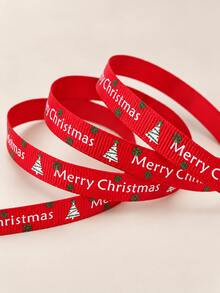 Classic Holiday Polyester Satin Ribbon, Printed With Merry Christmas Letters, Christmas Tree And Snowflake Patterns, Red And Green Decorative Gift Wrapping Ribbon, Suitable For Gift Wrapping, DIY Bow Making, Handmade Projects, Wreath Decoration, Holiday Parties And Winter Celebrations - One Size - View 12