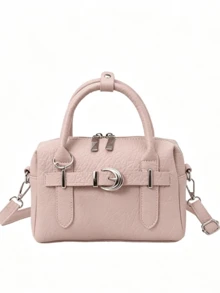 Elegant Commuter Handheld Boston Small Bag, Soft Leather Litchi Texture, One Shoulder & Crossbody Dual-Use Fashion Bag - Multicolor - View 12