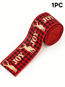 Julband i linne, flera tryckta mönster tillgängliga, röd- och svartrutig textur. Dekorativt julband för DIY, används för julgransinslagning, presentförpackning, kransdekoration och juldisplay i fönster. Julfestartikel, julpresentbuntning, handgjort dekorationsmaterial för att skapa en varm julstämning, lämpligt för juldekoration i hem och butik. - Flerfärgad - Visa 13