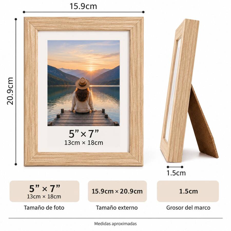 Photo Frames, Photo Boards - Natural Wood - View 1
