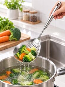 Stainless Steel Hollow Strainer Spoon, Long Handle Kitchen Soup Ladle, Suitable For Frying, Hot Pot, Dumplings, Vegetables And Draining Oil, Multi-Functional Cooking Utensil - Multicolor - View 6