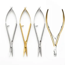 1pc Professional Stainless Steel Spring Action Eyebrow Scissors Precise Facial Hair Trimming Nail Clippers Ergonomic Beauty Makeup Tool - Multicolor - View 2