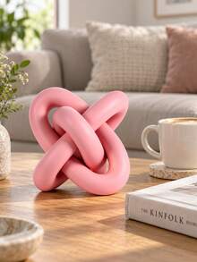 Modern Infinity Knot Decor, Pink Abstract Small Statue, Contemporary Sculptural Home Decoration For Shelf, Mantel, Coffee Table, Bedroom, Office & Housewarming Gift - Selected Items - View 4