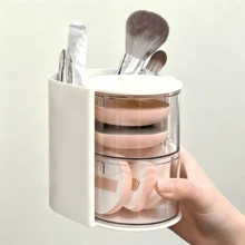 Double Layer Rotating Makeup Organizer, Transparent Desktop Divided Storage Box, Can Store Lipstick, Powder, Makeup Brushes, Skincare And Makeup All-In-One Storage Container, Vanity Desktop Clutter Organizer - Multicolor - View 7