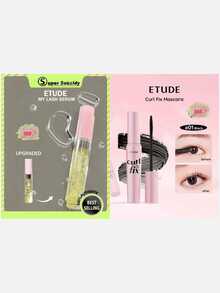 ETUDE My Lash Serum 9g + Curl Fix Mascara #1 Black, Featuring Curl 24H Technology, Effectively Curls And Volumizes Thin Lashes For Up To 24 Hours, 2pcs Set - 9g/0.31oz & 01 Black - View 1