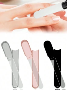 1pc Nano Nail File Set (With Storage Box), Polishing Nail File, Suitable For Natural Nails, Double-Sided Washable Fine-Grit Nail File, Suitable For Home And Salon Use, Nail Care Supplies, Travel Essential, Nail Care Auxiliary Tool, Nail File - Multicolor - View 1
