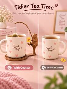 1PC Cute Capybara Tea Bag Holder With Coaster Base, Adorable Animal Fishing Tea Bag Hanger, Creative Tabletop Decor For Tea Cup, Lovely Tea Time Accessory, Sweet Home Kitchen Ornament, Multiple Use Scenes - A - View 5