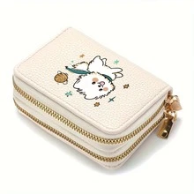1PC Cute "Puppy" Floral Print Double Zipper Credit Card Holder - Compact Double Zipper Wallet With Animal Design - Large Capacity Cash, ID, Credit Card And Essentials Storage Coin Purse, Perfect Gift For Family And Friends - Multicolor - View 17