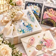 Peacock South Flight Series Galaxy Light Laser Gold PET Sticker Pack, Vintage Glamorous Peacock Planner Stickers, DIY Decorative Stickers - Multicolor - View 6