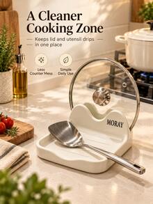 Pot Lid & Kitchen Utensil Holder, Kitchen Spoon Rack With Drip Tray, Suitable For Pot Lids And Cooking Tools, Countertop Pot Lid Stand, Ideal For Home Cooks, Kitchen Countertop And Stove Side Use - Multicolor - View 7