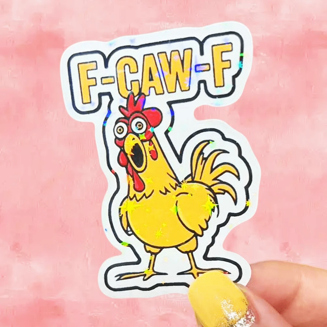 Funny Rooster F-CAW-F Sticker, American Cartoon Style Creative Decorative Waterproof Sticker - Durable Matte Surface, Self-Adhesive Bumper Sticker, Suitable For Cars, Windows, Laptops, Trucks, Water Bottles - Multi-Functional Durable Design, Car Sticker - Vinyl - View 1