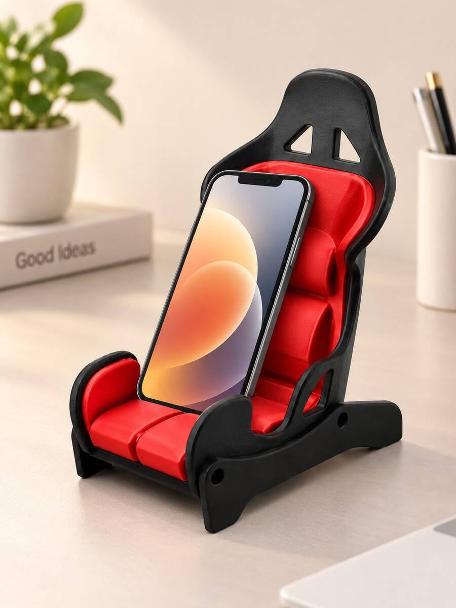 حامل هاتف بتصميم مقعد سيارة سباق إبداعي، حامل هاتف مكتبي قابل للتعديل، إكسسوارات مكتب ألعاب رائعة للرجال - مشاهدة 1