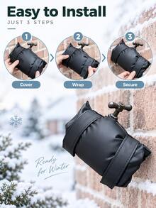 Winter Outdoor Faucet Cover, Reusable Insulated Faucet Protector, PU Leather Shell With Straps, Suitable For Cold Weather In Snow And Rain Seasons, Essential Garden Faucet Accessory For Yard, Patio And Home - Multi-color - View 4