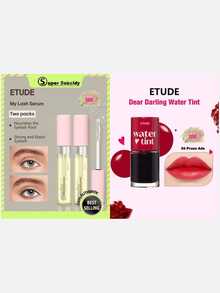 ETUDE My Lash Serum 9g Dual Pack + Dear Darling Water Tint 06 Plum Juice, 2pcs Set - Two packs & 06 Prune Ade - View 2
