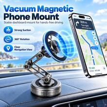 MagSafe Car Phone Holder, Magnetic Phone Holder, Car Phone Mount, Foldable Phone Holder, 360° Rotation, Vacuum Magnetic Base, Multi Angle Adjustment, Zinc Alloy Material,Compact Folding Design For Navigation,Car Interior, Road Trips And Daily Driving - Multicolor - View 1
