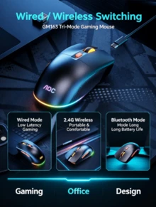 AOC GM 163 Wireless Bluetooth 3-Mode Rechargeable Mouse, Business ...