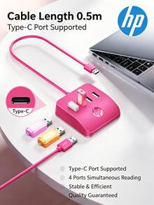 HP Dock Ekspansi USB DHC-CT120, Pembagi Multifungsi, Kabel Ekstensi Laptop Transmisi Kecepatan Tinggi dengan Port Daya, USB 2.0, Empat Port, 0,5m, Tersedia Berbagai Warna - View 9