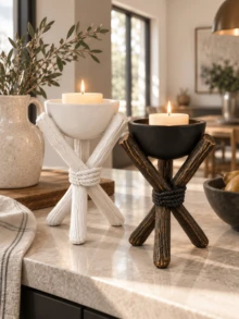1Pc Artistic Tripod Bowl Candle Holders, Desktop Centerpiece For Wedding & Holiday Decor - Tripod Stand - View 8