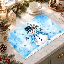 1pc Christmas Absorbent Mat, Christmas Snowman Pattern, Kitchen Countertop Absorbent Drying Mat, Coffee Machine Mat, Pour-Over Coffee Pot Mat, Dish Draining Mat, Non-Slip Heat-Resistant Kitchen Mat, Dining Table Mat, Breakfast Mat, Washing Machine Mat, Home Kitchen Dining Table Coffee Shop Bar Decor Mat, Holiday Party Housewarming Gift, Christmas Holiday Gift! - Multicolor - View 4