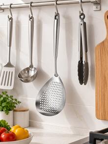 Stainless Steel Hollow Strainer Spoon, Long Handle Kitchen Soup Ladle, Suitable For Frying, Hot Pot, Dumplings, Vegetables And Draining Oil, Multi-Functional Cooking Utensil - Multicolor - View 5