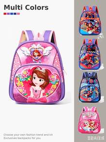 Disney Marvel Spider-Man Frozen Cars Avengers Princess Sophie Backpack, Multi-Color Cartoon Superhero Princess Racing Theme School Bag, Lightweight Durable Large Capacity Daily Backpack, Suitable For Teens And Adults, Casual Cartoon Backpack With Front Pocket, Travel Commute Shoulder Bag For Learning, Cute 3D Cartoon Pattern Backpack, Multiple Designs - Multicolor - View 2