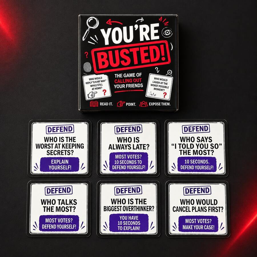 لعبة بطاقات You're Busted، لعبة أسئلة وأجوبة للسخرية في تجمعات الأصدقاء، لعبة طاولة تفاعلية للحفلات، مناسبة للهالوين والكريسماس، لعبة بطاقات ترفيهية عادية متعددة اللاعبين