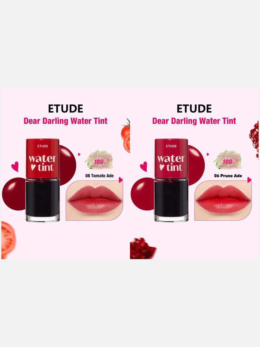 ETUDE Dear Darling Water Tint 08 Tomato Juice + Dear Darling Water Tint 06 Plum Juice, 2pcs Set - 08 Tomato Ade & 06 Prune Ade - View 1