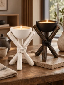 1Pc Artistic Tripod Bowl Candle Holders, Desktop Centerpiece For Wedding & Holiday Decor - Tripod Stand - View 6