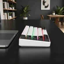 CHANGXIE G61 遊戲機械鍵盤，USB 有線鍵盤，61 鍵 RGB 背光，迷你緊湊便攜辦公電腦鍵盤，青軸，相容 Windows 平板電腦筆記本電腦遊戲玩家 - C61白黑-紅軸-升級版 - 查看 6