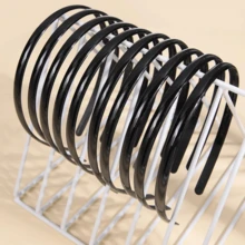 12pcs/Pack Black Simple Solid Color Hair Hoops, Basic Style, DIY Available, Suitable For Women Daily Use. Tiaras, Hairband, Hair Accessories - Black - View 8