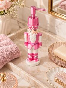1pc Christmas Nutcracker Soap Dispenser, Pink Refillable Liquid Hand Soap Pump Bottle, Bathroom Vanity, Kitchen Sink Countertop Lotion Dispenser, Holiday Home Decor, Christmas Gift - D - View 2