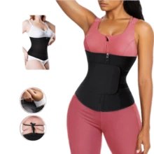 Women's Neoprene Waist Trainer With Zipper And Adjustable Straps, Double Compression Sweat Waist Cincher, Fitness Abdominal Binder For Gym And Workout - B - View 3