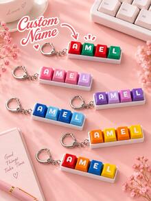 Customized English Name Keycap Keychain, Can Customize Your English Name, Multiple Colors Available, Laptop Bag/Backpack Pendant - Multicolor - View 6