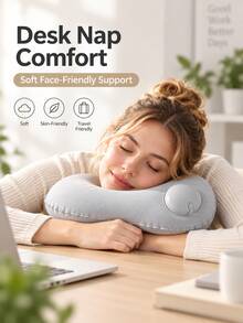 Bantal Leher Tiup Portabel, Bantal Perjalanan Bentuk U dengan Desain Pengisian Cepat, Bantal Udara Ringan untuk Perjalanan Pesawat, Mobil, Kereta Api, Hadiah Liburan Natal - A - View 3